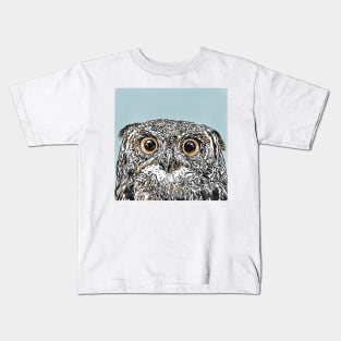 Little Owl Lino Print Design Kids T-Shirt